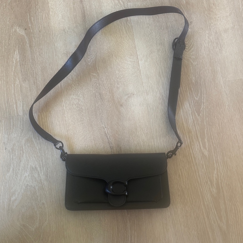 Leather Crossbody Bag with Signature Buckle in black